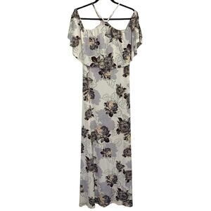 Sugar‎ + Lips Floral Maxi Dress Medium Off Shoulder Ruffle Boho